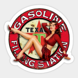 Vintage Texaco Gasoline Filling Station Sign - Pinup Girl Sticker